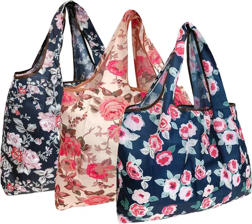 Vista 7 de Wrapables Bolsas de compras reutilizables de nylon grandes ecológicas (juego de 3)