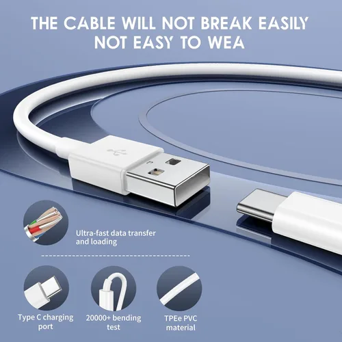Vista 3 de QZIIW Paquete de 4 cables de carga rápida USB C de 3 pies para iPhone 17 16 15/17 16 15 Pro/16 15 Pro max/16 15 Plus, cable USB A a USB C
