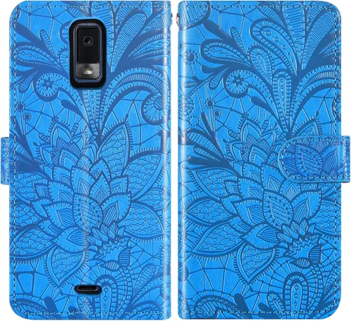 Vista 5 de Asuwish Funda de teléfono para Tracfone BLU View 3 B140DL con protector de pantalla de vidrio templado y funda de cartera de encaje con soporte