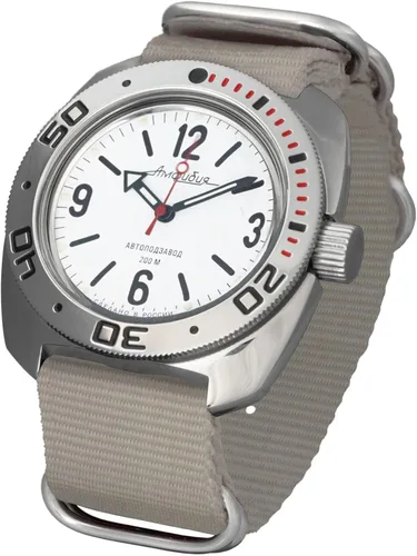 Vista 2 de VOSTOK Amphibian - Reloj de pulsera automático para hombre (710486 beige), beige, Buceador, cuerda automática