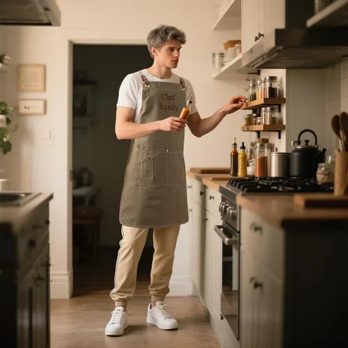 Vista 2 de Delantales de chef para mujeres y hombres, personalizados, de lona, con espalda cruzada, para cocinar, hornear, barista, jardinería, carpintería