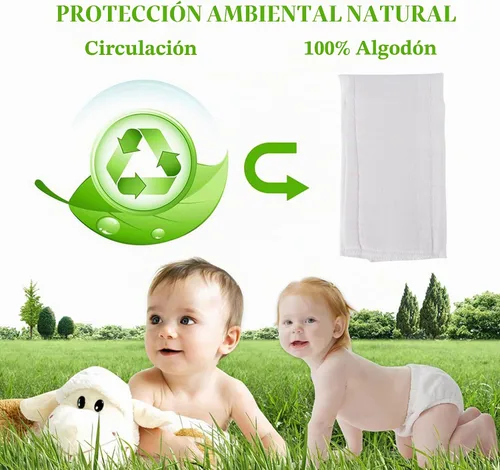 Vista 2 de Fasoar - Pañales predoblados de tela – 100% algodón premium sin blanquear, 3 capas lavables para bebés a niños – multiuso (10-35 libras) 5/6/10/12
