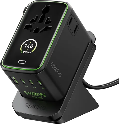 Vista 9 de Epicka Pulse Duo 45W Universal Travel Adapter PD/QC 3.0, 2AC/2USB-C/2USB-A