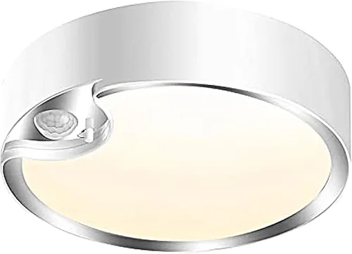 Vista 9 de TOOWELL Lámpara de techo con sensor de movimiento, funciona con pilas, luces de techo LED para interiores, para armario, pasillo, despensa