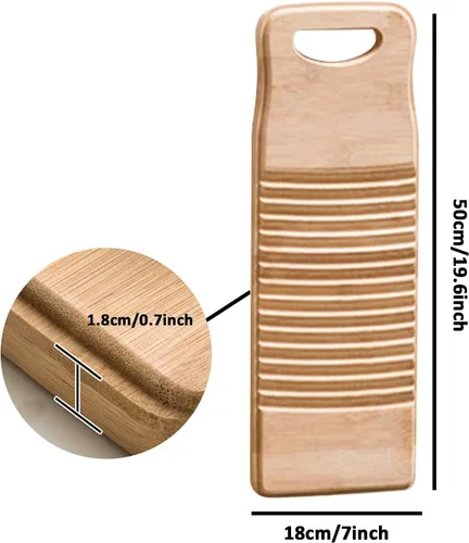 Vista 9 de SeptCity - Tabla de lavado para ropa, lavadora de manos antigua para mujer, madera duradera, antideslizante, bambú, herramientas para el hogar