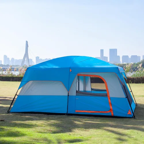 Vista 9 de KTT Extra Large Tent 10-12-14 Person(Style-B),Family Cabin Tents,2 Rooms,3 Doors and 3 Windows with Mesh,Straight Wall,Waterproof,Double Layer,Big