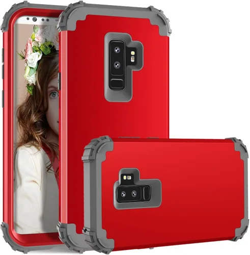 Vista 8 de Funda de teléfono para Samsung Galaxy S9 Plus, cubierta dura, a prueba de golpes, de silicona suave, híbrida, tres capas, resistente, protección