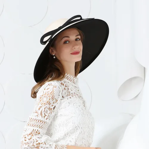 Vista 8 de VINTAGEHAT Celebrity Kentucky Derby Fascinators - Large Brim Hepburn Hats Lace Bowknot Cloche Church Hats for Women