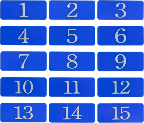 Vista 8 de Número de tabla de número de habitación con adhesivo numerado para casillero rectangular de plástico (1-10, negro)