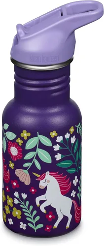 Vista 7 de Klean Kanteen Botella de Agua Clásica para Niños de 12 oz con Tapa Deportiva Flip Seal y Pajita - Tapa 100% A Prueba de Fugas - Material de Acero