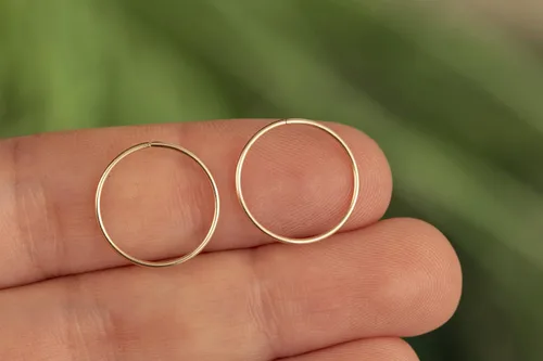 Vista 59 de Aretes de aro de oro de plata – Aretes de aro para mujer, dos piezas de aros de plata fina rellenos de oro, aro de hélice, anillo de tragus, aro