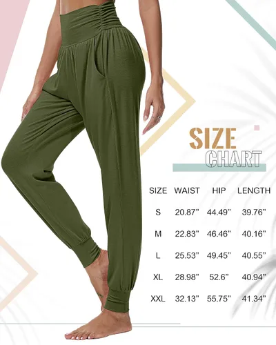 Vista 6 de Ficerd Paquete de 3 pantalones de descanso para mujer, cómodos pantalones deportivos de yoga con bolsillos de cintura alta, pantalones deportivos