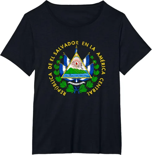 Vista 36 de Escudo de armas de El Salvador Salvadoran Distressed Design T-Shirt