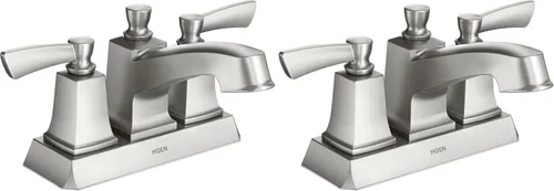 Vista 13 de Moen Conway Spot Resist - Grifo de baño con dos manijas de níquel cepillado con montaje de drenaje, WS84922SRN