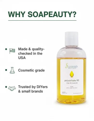 Vista 5 de Soapeauty Polysorbate 80 (Tween 80, T-Maz 80) Solubilizador y emulsionante de grado cosmético 100% puro Para cuidado de la piel, baño y cuerpo