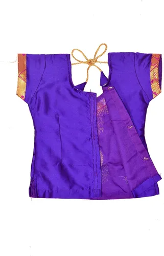 Vista 4 de Chandrakala Niños Pattu pavadai étnico tradicional Lehenga choli Chaniya Choli vestido falda Tops para niñas (KL107)