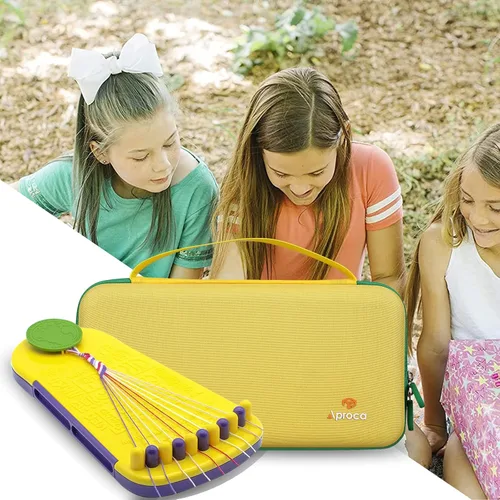 Vista 4 de Aproca Funda compatible con el kit de fabricación de pulseras de la amistad, bolsa portátil de almacenamiento para accesorios, color amarillo