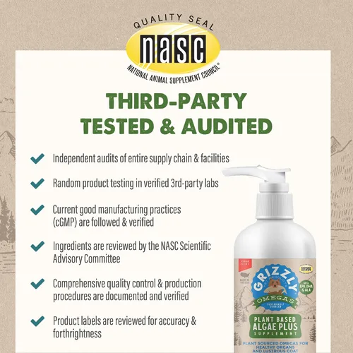 Vista 8 de Grizzly Pet Products Algal Plus Omega 3-6-9 Suplemento alimenticio para perros y gatos, botella de 8 onzas