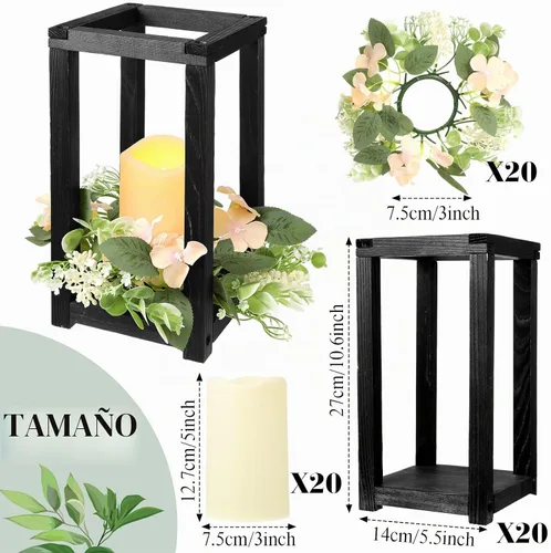 Vista 2 de Hushee Juego de 60 velas de madera para centros de mesa de boda, color Negro