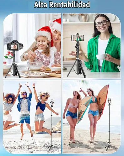 Vista 3 de Trípode de teléfono de 60 pulgadas para iPhone: palo selfie extensible para iPhone-andriod, trípode para selfie stick con control remoto para 60