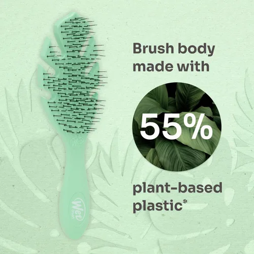 Vista 6 de Wet Brush Go Green Cepillo desenredante para cabello, verde, cerdas IntelliFlex ultrasuaves, sueltan enredos y aflojan suavemente nudos mientras