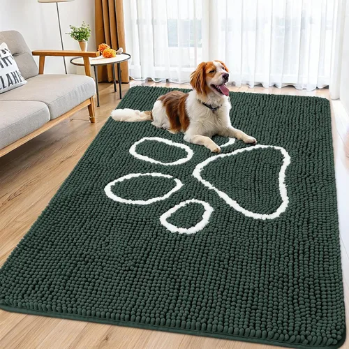 Vista 198 de Smiry Tapete para puerta de perro para patas fangosas, absorbente y Gris y negro