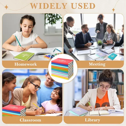 Vista 6 de Dispowreath Paquete de 10 cuadernos rayados de cuero A5 de tapa dura para escribir, 200 páginas, 10 colores, bloc de notas para viajes, trabajo
