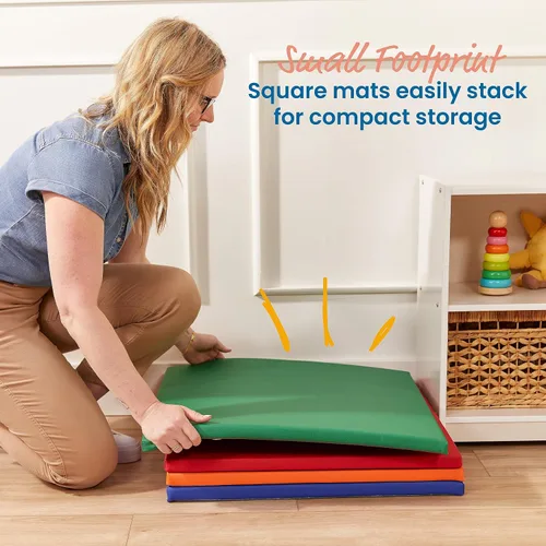 Vista 4 de ECR4Kids SoftZone Play Patch - Tapete de actividades cuadrados, tapete de juego modular, surtido, paquete de 4