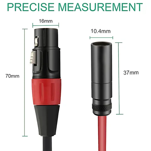 Vista 6 de Cable de audio para micrófono Mini XLR macho a XLR hembra, 1 pie Cable adaptador XLR macho a XLR hembra de 3 pines para Blackmagic Pocket 4K