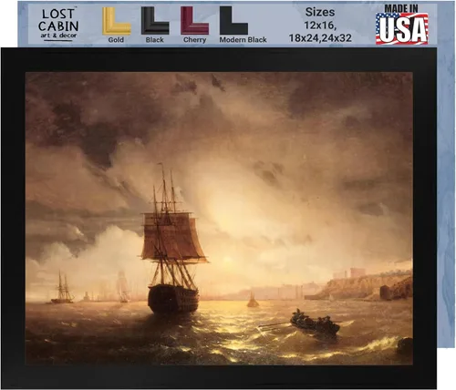 Vista 21 de Lost Cabin Dusk on the Golden Horn de Ivan Aivazovsky Impresión en marco plano negro Reproducción de pinturas de obras de arte finas Regalo