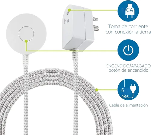 Vista 2 de Philips Interruptor de encendido/apagado con cable trenzado, cable de 6 pies, mesa Para montaje en mesa o pared, perfecto para lámparas/luces