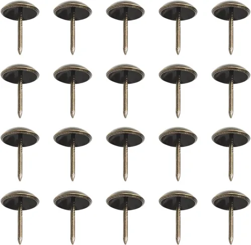 Vista 4 de 20 tachuelas redondas para tapicería de 0.748 in de diámetro de la cabeza, hierro galvanizado, estilo vintage, metal de 0.906 in/0.91 pulgadas