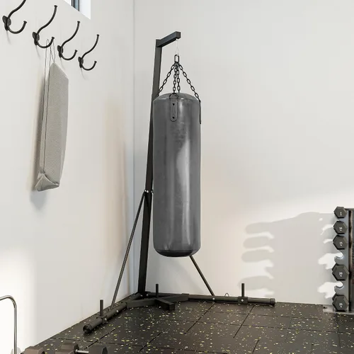 Vista 8 de Soozier - Soporte plegable para saco de boxeo, altura ajustable, con base con peso, independiente para gimnasio en casa, solo soporte