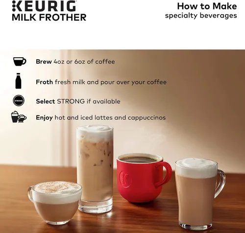 Vista 8 de Espumador Independiente Keurig Funciona con Leche No Láctea, Espumado Caliente y Frío, 6 Oz, Negro