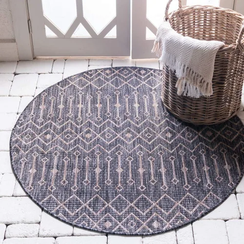 Vista 27 de Unique Loom Outdoor Trellis Collection - Alfombra de área con diseño de enrejado tribal (2 pies 2 pulgadas x 3 pies 1 pulgada, ovalada, azul/marfil)