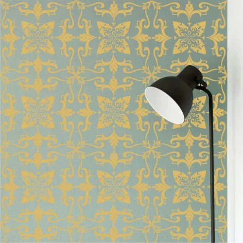 Vista 4 de Paquete de 9 plantillas grandes de 12 x 12 pulgadas, plantillas reutilizables de mandala cortadas con láser, plantillas de pintura para piso, pared