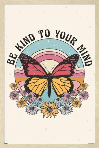 Vista 8 de Trends International Póster de pared Be Kind to Your Mind, 14.725 x 22.375 pulgadas, versión enmarcada de madera de granero