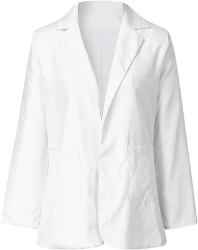 Vista 3 de Blazers casuales para mujer, con frente abierto, manga larga, para trabajo, oficina, tallas grandes, blazer moderno y delgado