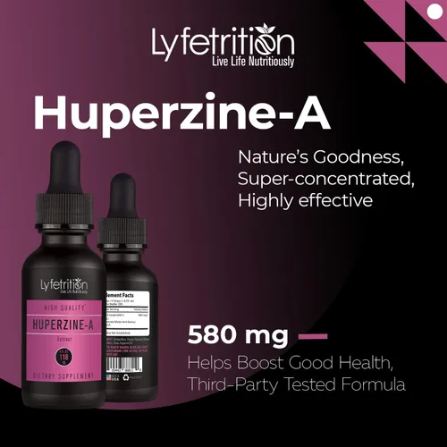 Vista 4 de Lyfetrition Huperzine - Un suplemento de 380 mg, líquido de 4 onzas, 220 porciones, fabricado en Estados Unidos, absorción rápida, ingredientes