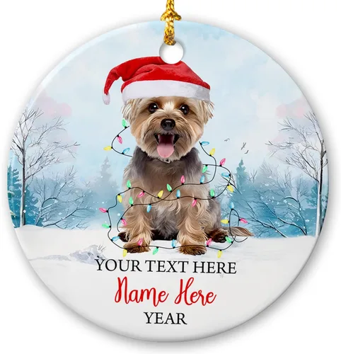 Vista 25 de Adorno de cerámica de Alaska Malamute de Feliz Navidad, decoración personalizada de Papá Noel, perro de Alaska Malamute nombre de perro, decoración