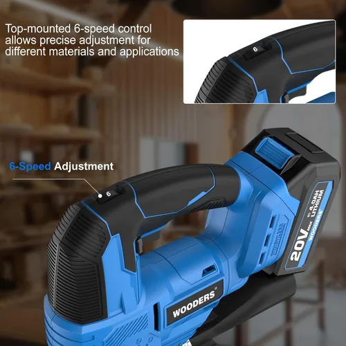 Vista 4 de Sierra de calar inalámbrica sin escobillas de 20 V con batería de 4.0 Ah 3200SPM, carrera de 1 pulgada Heavy-Duty Variable Speed Jigsaw Tool with