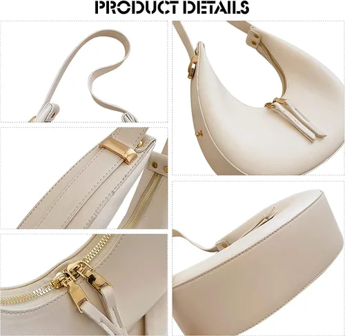 Vista 6 de Ergocar Bolso de mano para mujer, bolso de media luna para mujer, bolso de moda para las axilas con asa superior