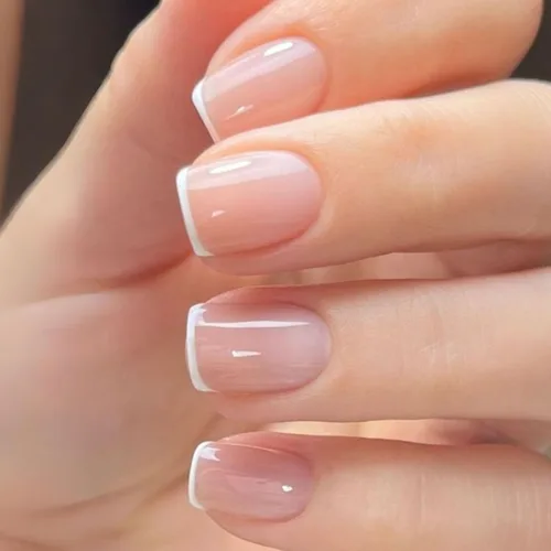 Vista 33 de Uñas postizas a presión con punta francesa, uñas postizas cuadradas cortas con diseños de cuentas de flores 3D, uñas blancas a presión, uñas Blanco