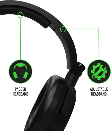 Vista 5 de 4Gamers C6-100 Auriculares para juegos sobre la oreja negros y verdes compatibles con PS4PS5, Xbox, Switch, PC con micrófono flexible, conector