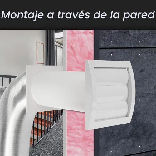 Vista 3 de Repa Market Kit de ventilación de plástico de 4 pulgadas, ajustable, cubierta de ventilación de secadora con listones y conector de tubería
