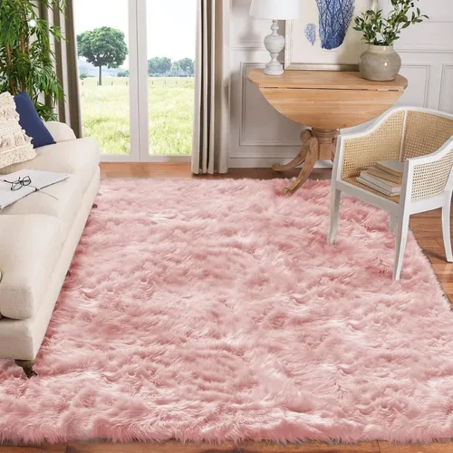 Vista 91 de Goolela Alfombra esponjosa de piel sintética para dormitorio, color marrón claro beige, 2 x 3 pies, alfombra de piel de oveja peluda y difusa