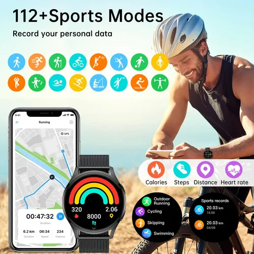 Vista 4 de Reloj inteligente para hombres y mujeres Fitness: resistente al agua, marca/respuesta de llamadas, relojes inteligentes para hombres, relojes
