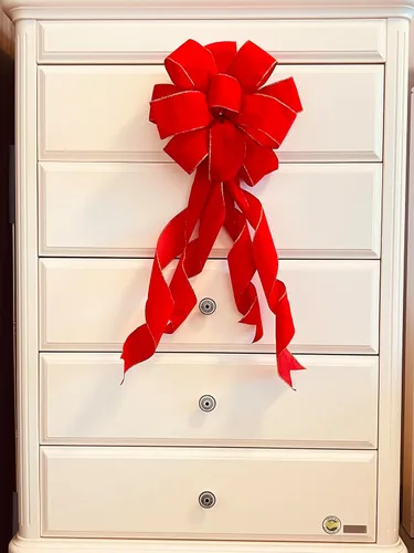 Vista 5 de Lazos grandes de Navidad, 2 unidades, lazos de terciopelo rojo con alambre dorado con colas largas para corona floral, decoración del árbol