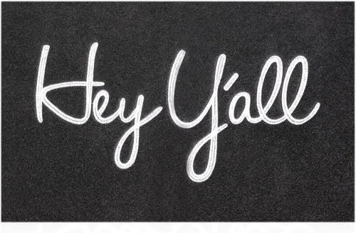 Vista 19 de Tapete de bienvenida al aire libre con texto en inglés "Hey Y'all" para puerta delantera, con parte trasera de goma, tapete