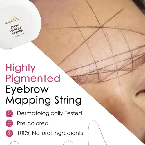 Vista 3 de Marie-José Black Brow Mapping String - Hilo de bambú preentintado para mapeo de cejas Herramienta de precisión profesional para artistas